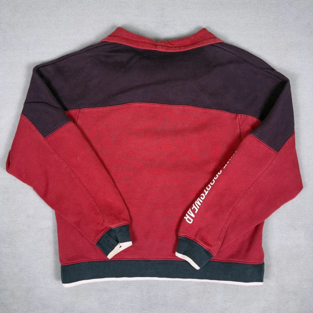 Nike Sportswear Half Zip Sweatshirt Mens Large Burgundy Maroon Color Block